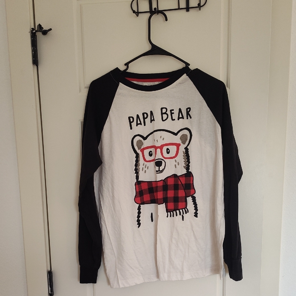 Cuddl Duds Men's Papa Bear Raglan Long Sleeve Tee - Black, White & Red
